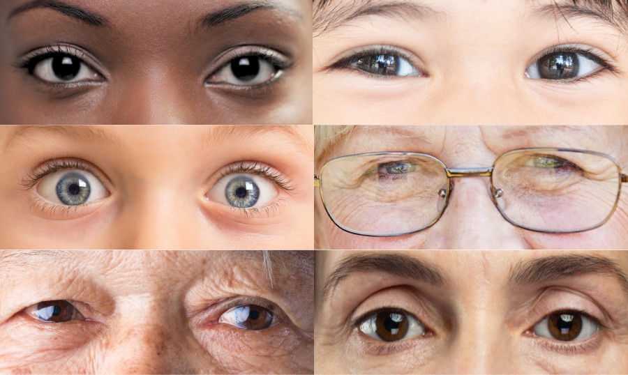 Image of 6 people eyes including one with glasses